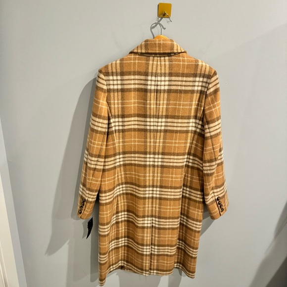 NWT Lauren Ralph Lauren Plaid Double Breasted Reefer Coat In Camel, Size 10 - Picture 11 of 13